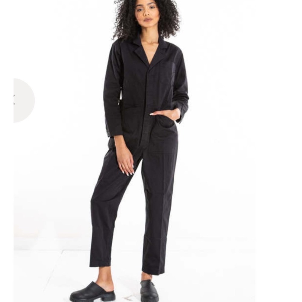 Alex Mill Black Utility Standard Zip Jumpsuit in Herringbone Size Medium